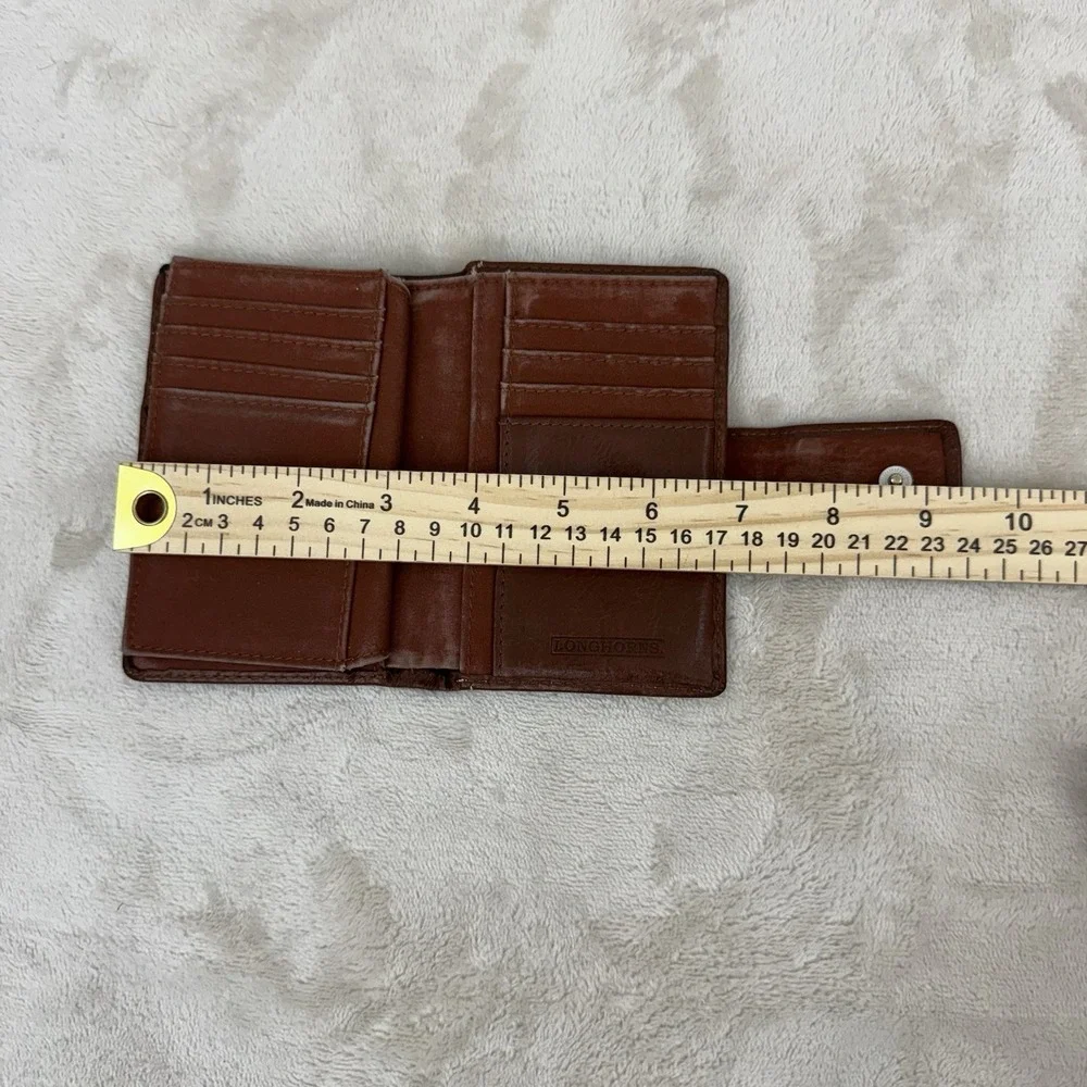 Fossil Texas Longhorns Brown Genuine Leather Bifold Tab Wallet Organizer NCAA